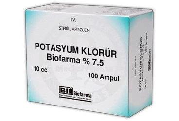 potasyum klorür BIOFARMA % 7.5 100 ampül kutu görseli