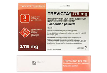TREVICTA 175 mg I.M. enjeksiyon için uzun salımlı süspansiyon içeren kullanıma hazır enjektör kutu görseli