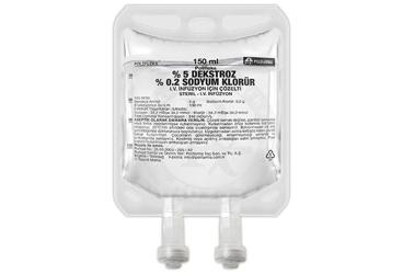POLIFLEKS %5 DEKSTROZ %0.2 Sodyum Klorür solüsyon 150 ml setsiz pvc torba kutu görseli