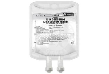 POLIFLEKS %5 DEKSTROZ %0.2 Sodyum Klorür solüsyon 250 ml setli pvc torba kutu görseli