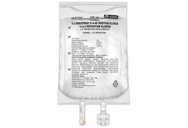 POLIFLEKS %5 DEKSTROZ %0.45 Sodyum Klorür %0.3 potasyum klorür solüsyon 500 ml setli pvc torba kutu görseli