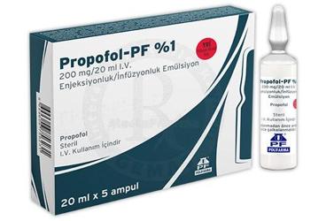 PROPOFOL-PF %1 200 mg/20 ml I.V. enjeksiyonluk/ infüzyonluk emülsiyon (5 ampül) kutu görseli