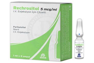 RECHROSITOL 5 mcg/ml IV enjeksiyonluk çözelti (5 ampül) kutu görseli