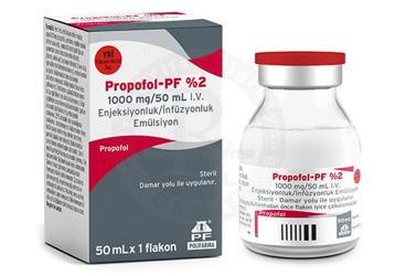 PROPOFOL-PF %2 1000 mg/50 ml I.Venjeksiyonluk/infüzyonluk emülsiyon (1 flakon) kutu görseli