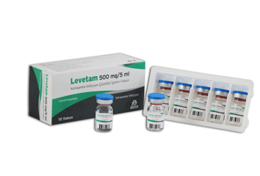 LEVETAM 500 mg/5 ml konsantre inf. çöz. içeren 10 flakon kutu görseli