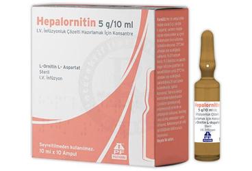 HEPALORNITIN 5 mg/10 ml I.V. infüzyonluk çözelti hazırlamak için konsantre (10 ampül) kutu görseli