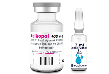 TEIKOPOL 400 mg IM/IV enjeksiyonluk çözelti hazırlamak için toz ve çözücü (1 flakon+1 ampül) kutu görseli
