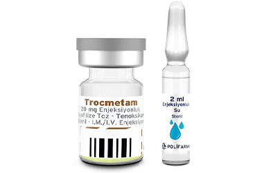 TROCMETAM 20 mg enjeksiyonluk liyofilize toz 1 flakon 1 çözücü ampül kutu görseli