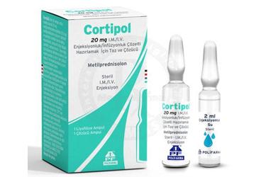 CORTIPOL 20 mg I M /I V enjeksiyonluk/infüzyonluk çözelti hazırlamak için toz ve çözücü kutu görseli