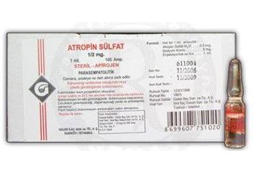 ATROPIN SULFAT 1/2 mg 1 ml 100 ampül kutu görseli