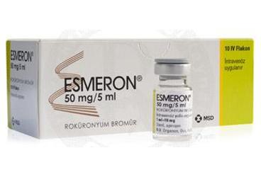 ESMERON 50 mg/5 ml IV enjeksiyon için solüsyon içeren 10 flakon kutu görseli