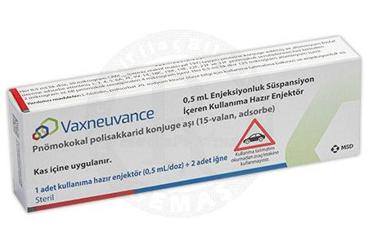 VAXNEUVANCE 0.5 ml enjeksiyonluk süspansiyon içeren kullanıma hazır enjektör (1 adet 2 IĞNELI) kutu görseli