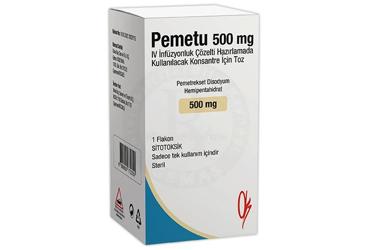 PEMETU 500 mg IV infüzyonluk çözelti hazırlamada kullanılacak konsantre için toz (1 flakon) kutu görseli