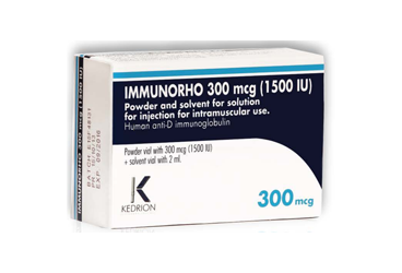 IMMUNORHO 300 mcg (1500 IU)/ 2 ml IM enjeksiyon için liyofilize toz içeren flakon kutu görseli