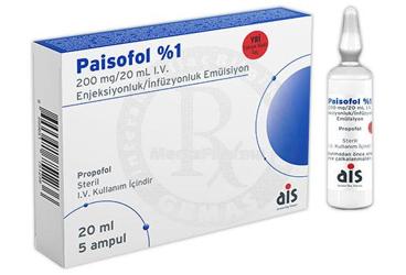 PAISOFOL %1 200 mg/ 20 ml IV. enjeksiyonluk / infüzyonluk emülsiyon kutu görseli