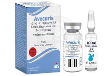 AVECURIS 10 mg IV enjeksiyonluk çözelti hazırlamak için toz ve çözücü (1 flakon+1 çözücü ampül) kutu görseli