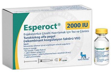 ESPEROCT 2000 IU enjeksiyonluk çözelti hazırlamak için toz ve çözücü (1 flakon) kutu görseli