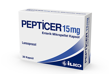 PEPTICER 15 mg 30 enterik mikropellet kapsül kutu görseli
