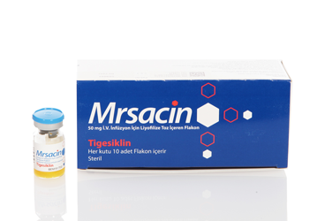 MRSACIN 50 mg IV infüzyon çöz. için liyofilize toz içeren 10 flakon kutu görseli