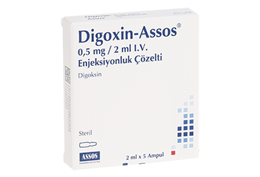 DIGOXIN - ASSOS 0.5 mg /2 ml IV enjeksiyonluk çözelti 5 ampül kutu görseli