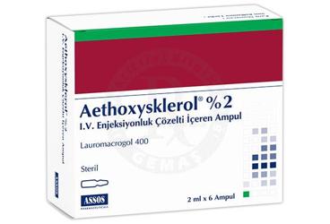 AETHOXYSKLEROL % 2 I.V enjeksiyonluk çözelti içeren ampül ( 2 ml X 6 ampül ) kutu görseli