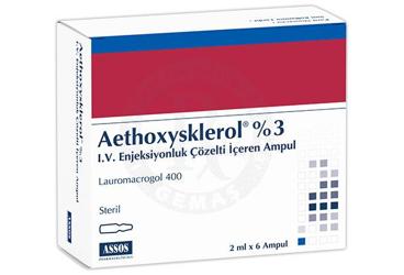 AETHOXYSKLEROL % 3 I.V enjeksiyonluk çözelti içeren ampül ( 2 ml X 6 ampül ) kutu görseli