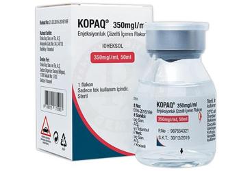 KOPAQ 350 mg/ml 50 ml enjeksiyonluk çözelti içeren flakon kutu görseli