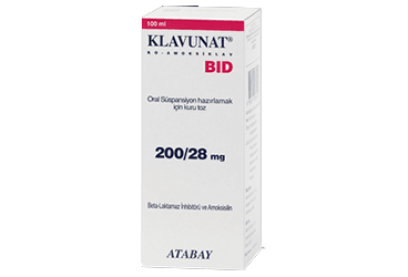 KLAVUNAT BID 200/28 mg 100 ml oral süspansiyon kutu görseli