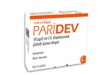 PARIDEV 10 mcg/2 ml IV enjeksiyonluk çözelti içeren ampül 2 ml 5 ampül kutu görseli