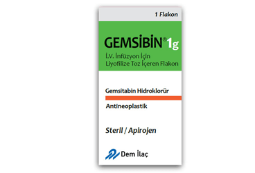 GEMSIBIN 1 G IV infüzyon için liyofilize toz içeren 1 flakon kutu görseli