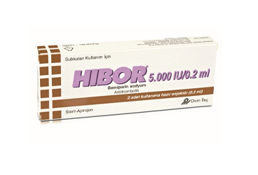 HIBOR 5000 IU/0.2 ml kullanıma hazır 2 enjektör kutu görseli