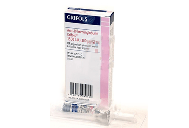 ANTI-D IMMUNGLOBULIN GRIFOLS 1500 IU enj. için çöz. içeren kullanıma hazır enjektör kutu görseli