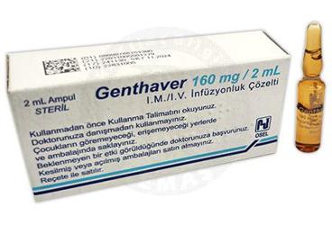 GENTHAVER 160 mg IM/IV infüzyon için solüsyon içeren 2ml X 1 ampül kutu görseli