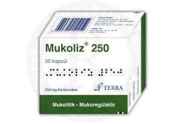 MUKOLIZ 250 mg 50 kapsül kutu görseli