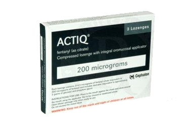 ACTIQ 200 mcg oromukozal aplikatörlü 3 pastil kutu görseli