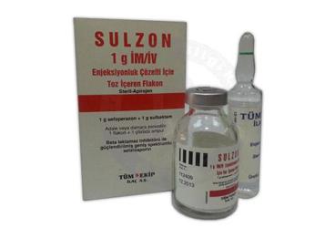 SULZON 1 gr IM/IV enjeksiyonluk toz içeren flakon kutu görseli