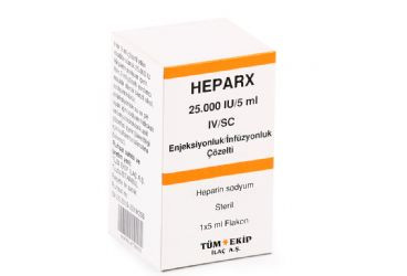 HEPARX 25000 IU / 5 ml IV / SC enjeksiyonluk / infüzyonluk çözelti (1 adet) kutu görseli