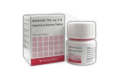 NIASCOR 750 mg 28 E.R. uzatılmış salınımlı tablet kutu görseli