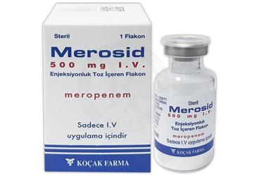 MEROSID 500 mg IV enjektabl toz içeren 1 flakon kutu görseli