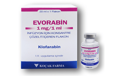 EVORABIN 1 mg/1 ml infüzyon için konsantre çözelti içeren 1 flakon kutu görseli
