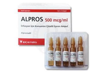 ALPROS 500 mcg/ml inf. için konsantre çöz. içeren 1 mlx5 ampül kutu görseli