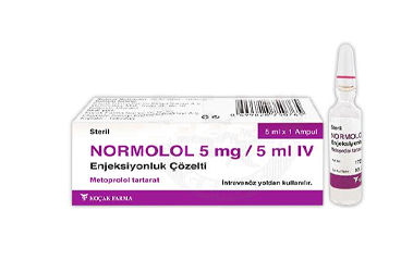 NORMOLOL 5 mg/5 ml IV enjeksiyonluk çözelti (1 ampül) kutu görseli