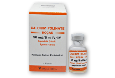 CALCIUM FOLINATE-KOCAK 50 mg/5 ml enjektabl solüsyon içeren 1 flakon kutu görseli