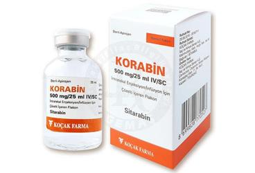 KORABIN 500 mg/25 ml IV/SC INTRATEKAL enj. inf. için çözelti içeren 1 flakon kutu görseli