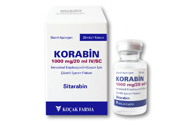 KORABIN 1000 mg/20 ml IV/SC INTRATEKAL ENJEKSIYON/infüzyon için çözelti içeren flakon (1 flakon) kutu görseli