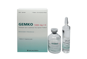 GEMKO 1000 mg IV inf. için liyofilize toz içeren flakon kutu görseli
