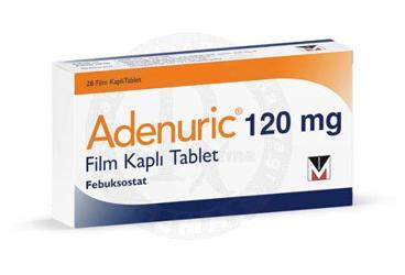 ADENURIC 120 mg 28 film kaplı tablet kutu görseli