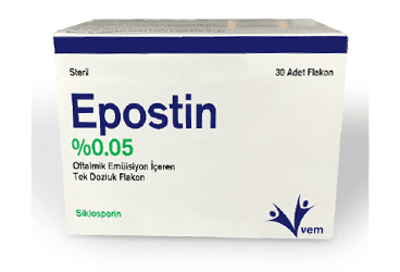 EPOSTIN % 0.05 oftalmik emülsiyon içeren tek dozluk 30 flakon kutu görseli