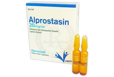 ALPROSTADIL 20 mcg/ml inf. için konsantre çöz. içeren 1 mlx5 ampül kutu görseli