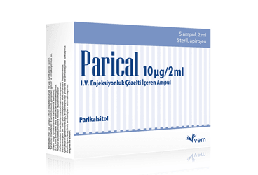PARICAL 10 mcg/2 ml IV enjeksiyonluk çözelti içeren 5 ampül kutu görseli